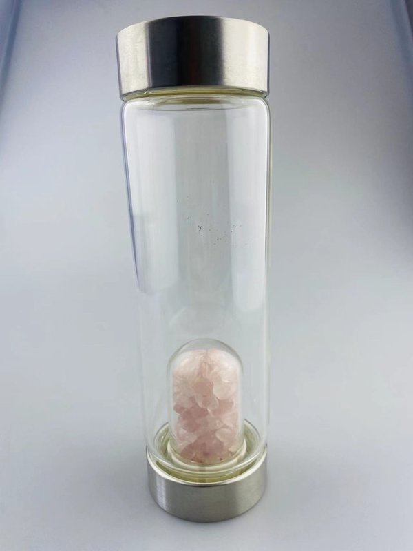 Kristallflasche - Verjüngernder Rosenquarz - Splitter